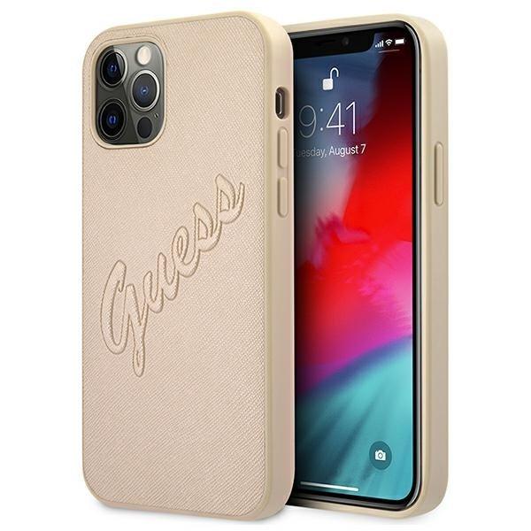 Guess iPhone 12 Pro Max Skal Saffiano Vintage - Guld Gul