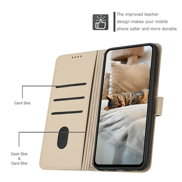 Plånboksfodral för Samsung Galaxy S26 Konstläder med rem - Beige