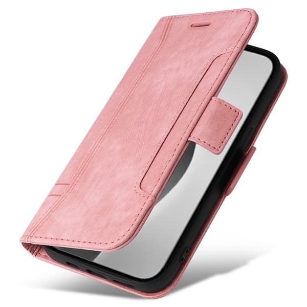 BETOPNICE 001 iPhone 16 Pro Max Plånboksfodral Konstläder - Rosa
