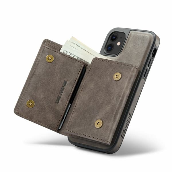 DG.MING M6 Series Mobilskal till iPhone 11 Magnetiskt Plånboksfodral - Brun