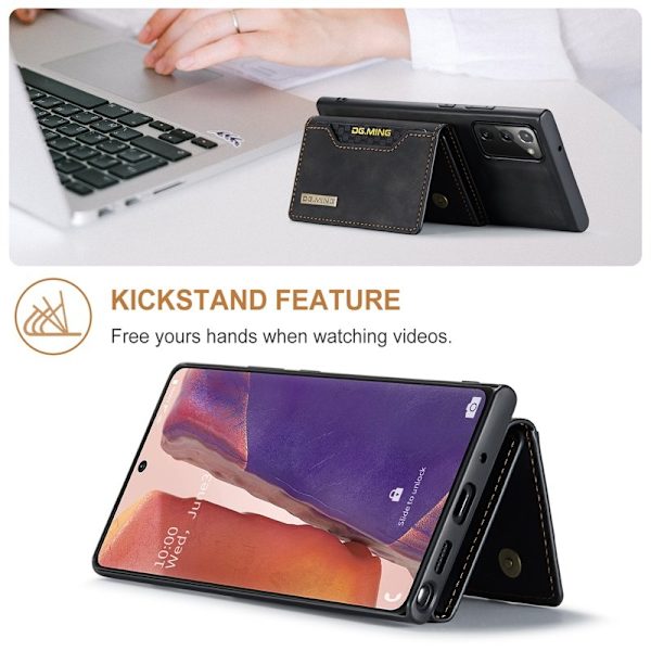 DG.MING M2 Tri-fold Konstläder Plånboksfodral för Samsung Galaxy Note20 - Svart