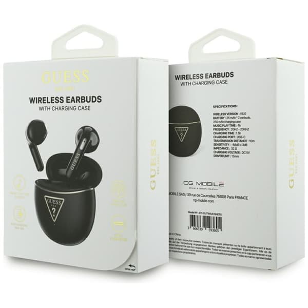Guess TWS In-Ear Hovedtelefoner Gold Line Triangle - Sort Svart