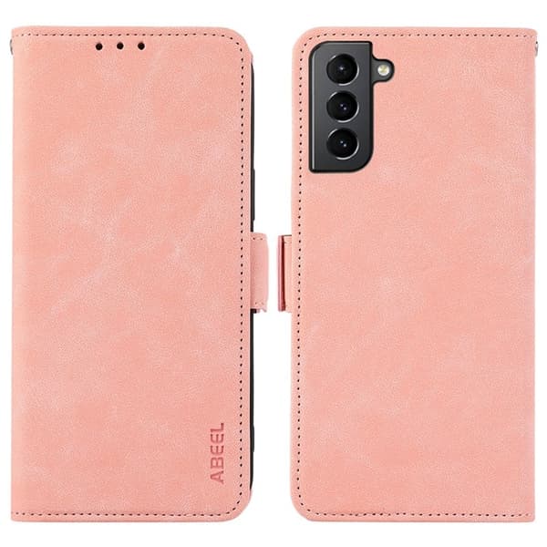ABEEL Samsung Galaxy S21+ Plånboksfodral Konstläder Magnetisk Lås Rosa