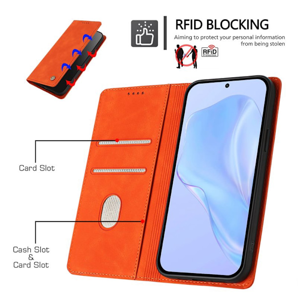 Plånboksfodral för Samsung Galaxy S26 Plus Konstläder RFID - Orange