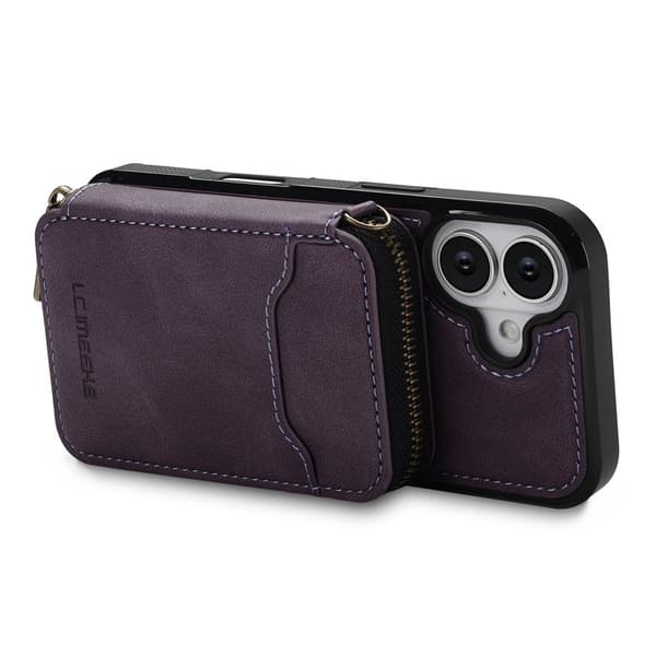 LC.IMEEKE L6 iPhone 16 Plus Plånboksfodral Konstläder - Lila