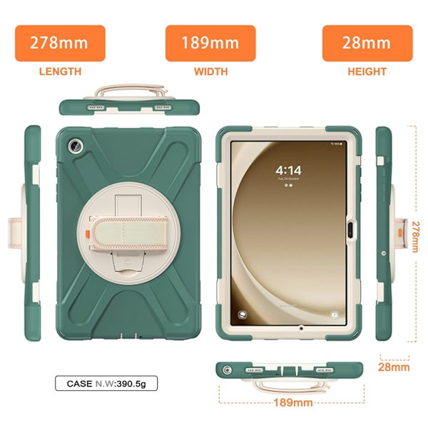 Mobilskal till Galaxy Tab A9 Plus Silikon Rotary Kickstand Grön