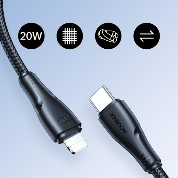 Joyroom Surpass USB-C till Lightning kabel 20W 1.2m - Svart Svart