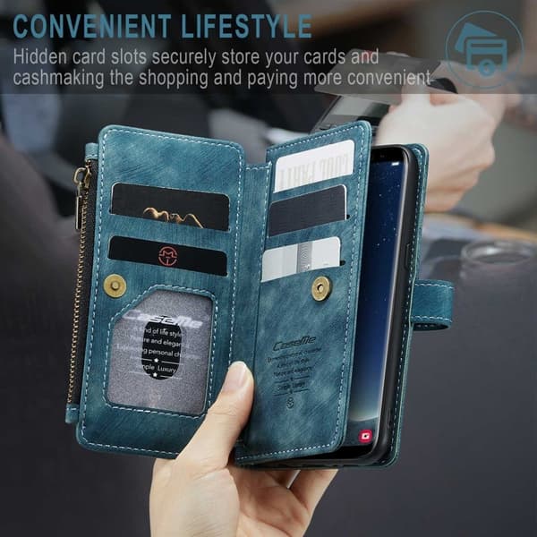 CASEME Konstläder Plånboksfodral för Samsung Galaxy S20 4G/5G Blå