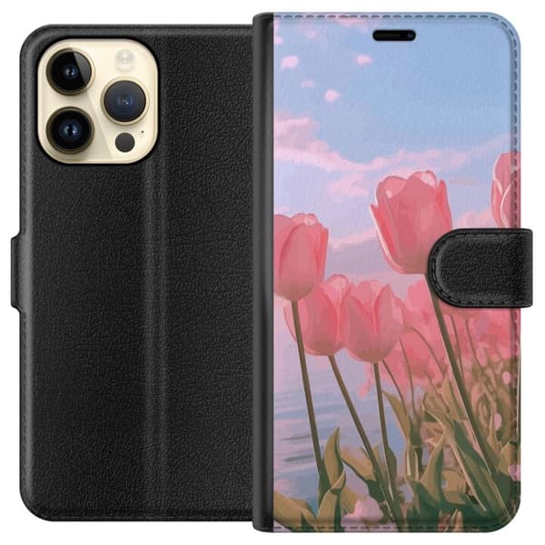 Plånboksfodral till Apple iPhone 14 Pro Max med Rosa Tulpaner
