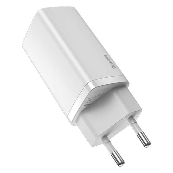 Baseus GaN2 Lite Hurtig vægadapter 65W USB / USB-C - Hvid Vit