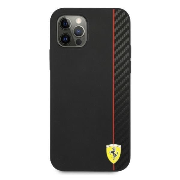 Ferrari On Track Carbon Stripe Kuori iPhone 12 Pro Max - Musta Black
