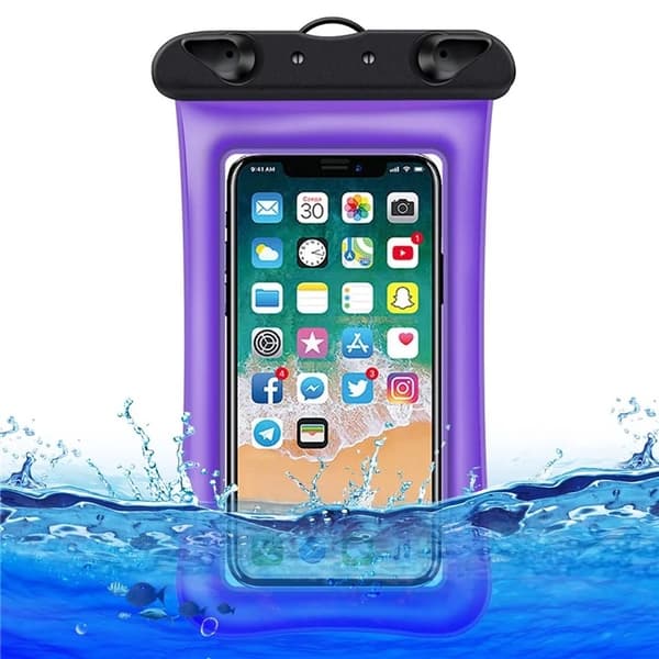 Vattentät Mobilfodral max 7.2" med Snöre - Lila Lila