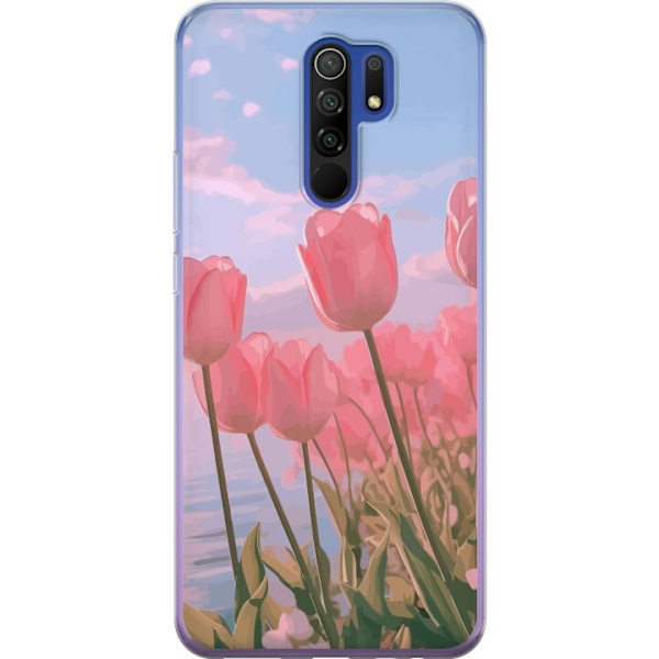 Mobilcover til Xiaomi Redmi 9 med lyserøde tulipaner