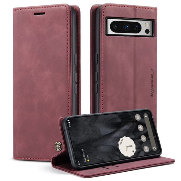 CASEME 013 Series Google Pixel 8 Pro Plånboksfodral Konstläder Röd
