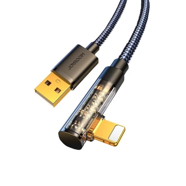 Joyroom Vinklet Lightning Til USB-A Kabel 1,2 m - Sort Black