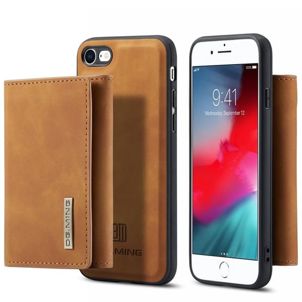 DG.MING M1 2-in-1 Plånboksfodral Konstläder i Brunt för iPhone 7/8/SE