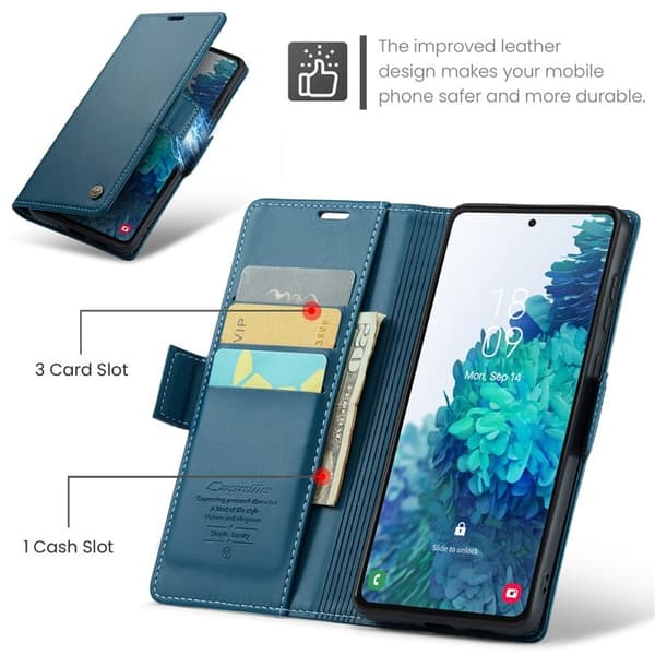CASEME Plånboksfodral Konstläder för Samsung Galaxy S20 FE - Blå