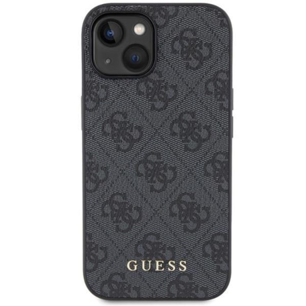 Guess iPhone 15 Mobilskal 4G Metal Gold Logo - Harmaa