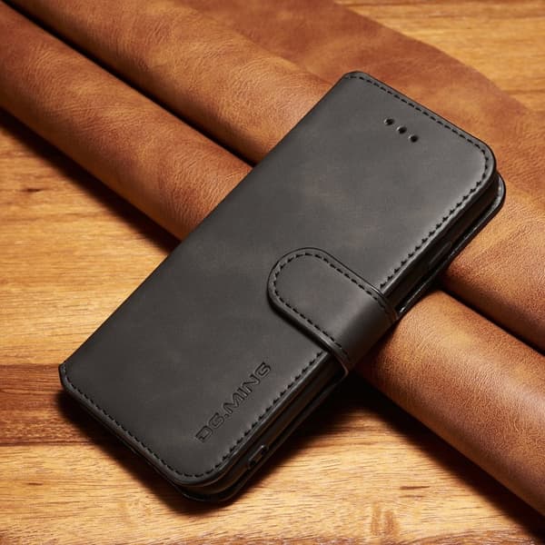 DG.MING Retro Konstläder Plånboksfodral för iPhone 7/8/SE 2022 - Svart