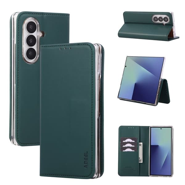 ABEEL Samsung Galaxy Z Fold7 Plånboksfodral RFID-Skydd Konstläder Grön