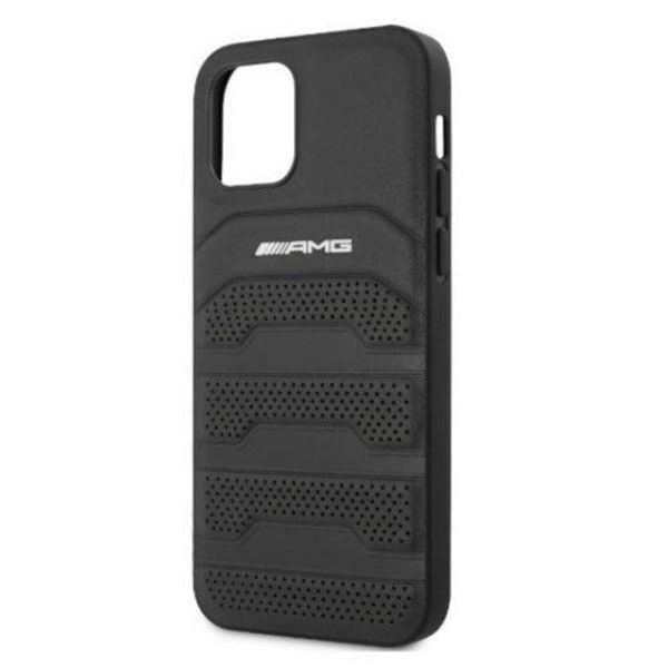 AMG aitoa nahkaa kohokuvioidut linjat suojakuori iPhone 12 Pro Max - musta Black