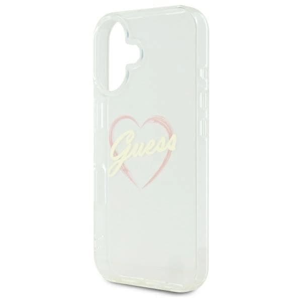 Guess Telefontaske til iPhone 16 Plus IML Hjerte - Gennemsigtig Transparent