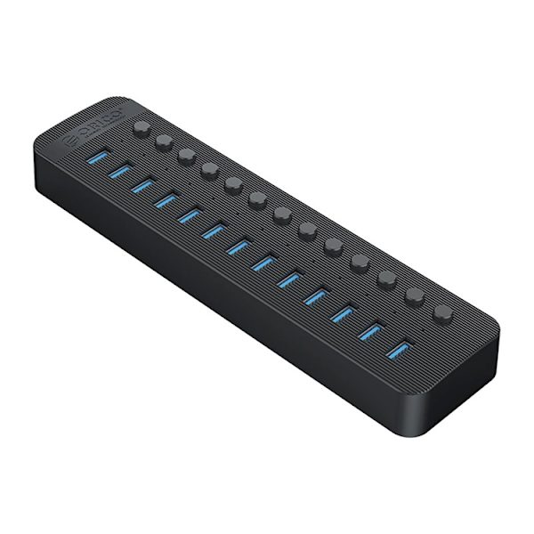 Orico Hub 13xUSB-A 3.0 med strømafbryder - sort Svart
