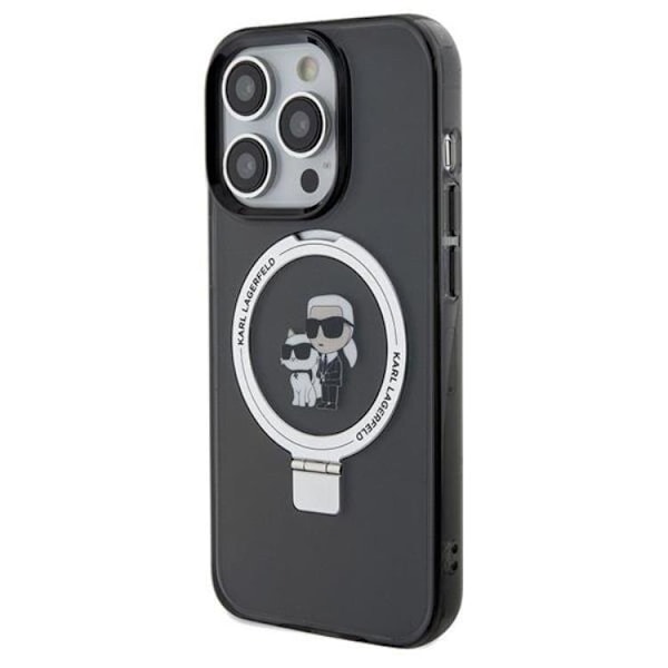 Karl Lagerfeld iPhone 14 Pro Mobilskal MagSafe Ringställ Svart