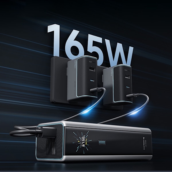 Cuktech Powerbank 20000 mAh 210W 2xUSB-C 1xUSB-A - Grå Grå