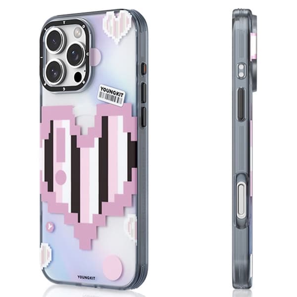 Youngkit Mobilskal till iPhone 16 Pro Max Magsafe Pixel Heart - Rosa Rosa
