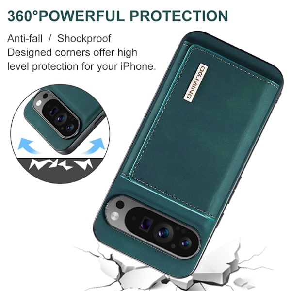 DG.MING Google Pixel 10 Pro XL Plånboksfodral Detatchable M1 Grön