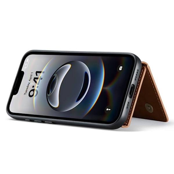 DG.MING iPhone 16e Konstläder Plånboksfodral PU + PC + TPU - Brun