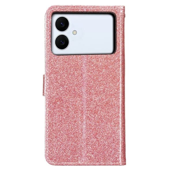 Samsung Galaxy S26 Edge Plånboksfodral Glitter AntiScratch Konstläder Roséguld