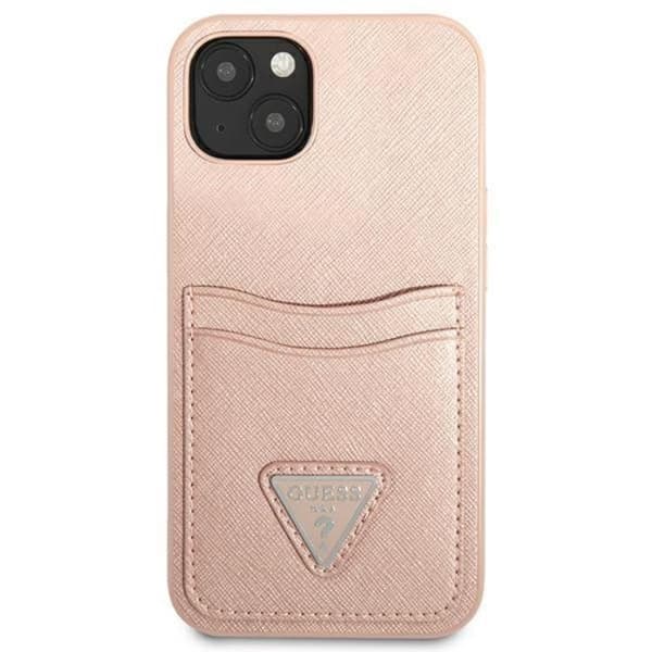 Guess iPhone Mini Kuori Korttikotelo Saffiano Triangle Logo - Pinkki Rosa