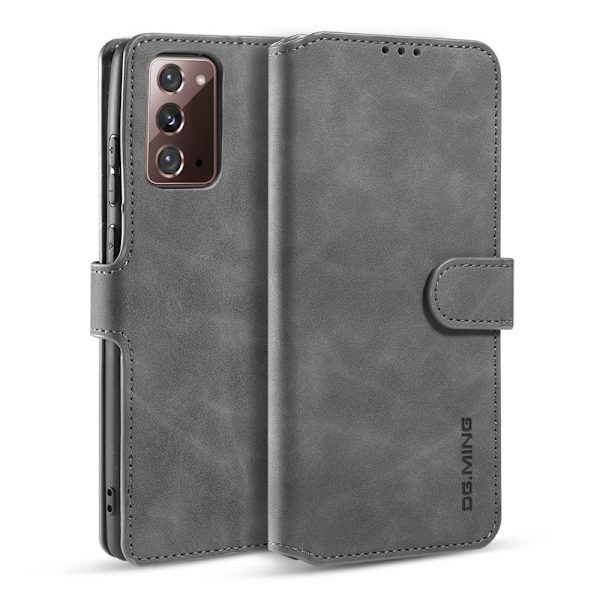 DG.MING Vintage Plånboksfodral Konstläder Samsung Galaxy Note20 Grå
