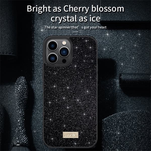 SULADA Mobilskal till iPhone 16 Pro PU Läder + PC + TPU Glittrande Röd