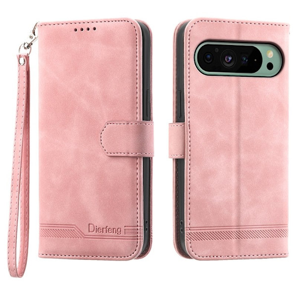 DIERFENG DF-03 Plånboksfodral för Google Pixel 9 - Konstläder - Rosa