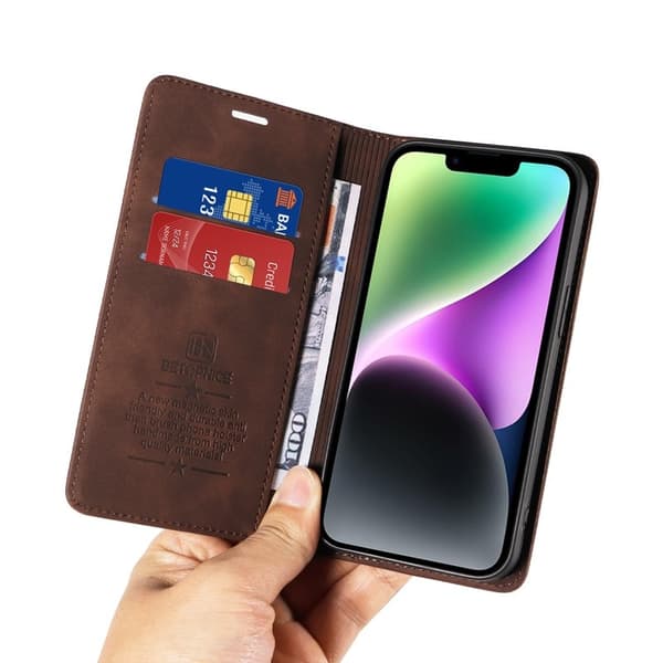 BETOPNICE iPhone 17 Plånboksfodral Konstläder - Brun - RFID Blocking Wallet Brun