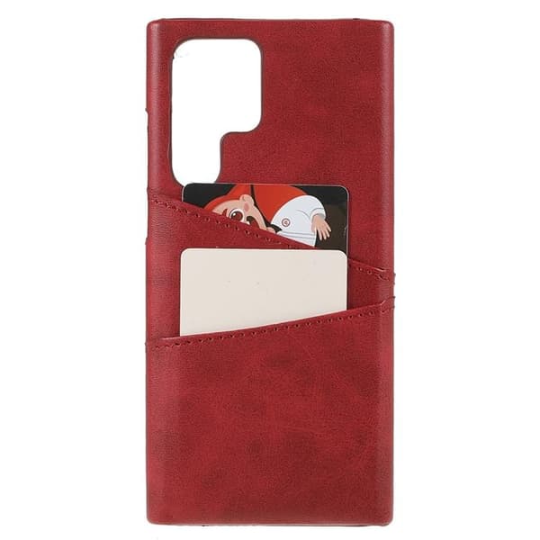 Korttipaikka Nahkakotelo Galaxy S22 Plus - Punainen Red
