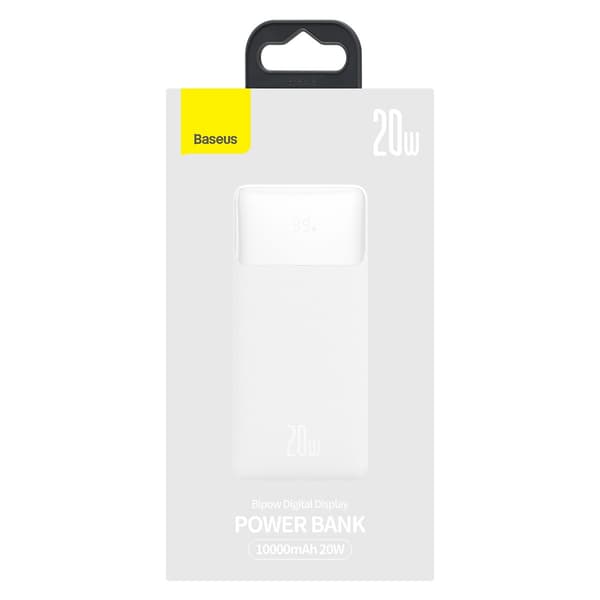 Baseus Powerbank 10000 mAh 20W Bipow + Micro-USB Kabel - Vit Vit