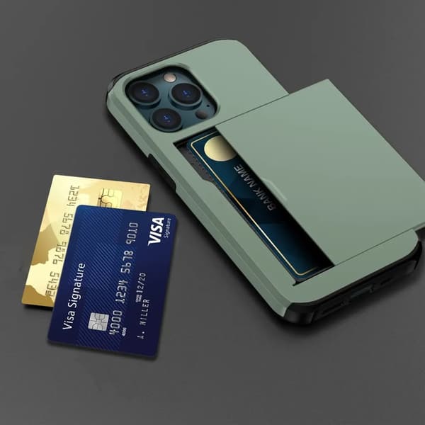 Mobilskal till iPhone 15 Pro Max Korthållare - Grön Grön