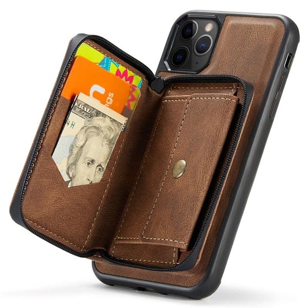 JEEHOOD Mobilskal till iPhone 11 Pro Max Konstläder TPU Magnetisk Brun
