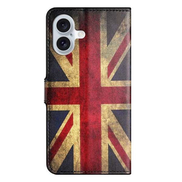 iPhone 17 Konstläder Plånboksfodral Pattern Print - Union Jack Röd