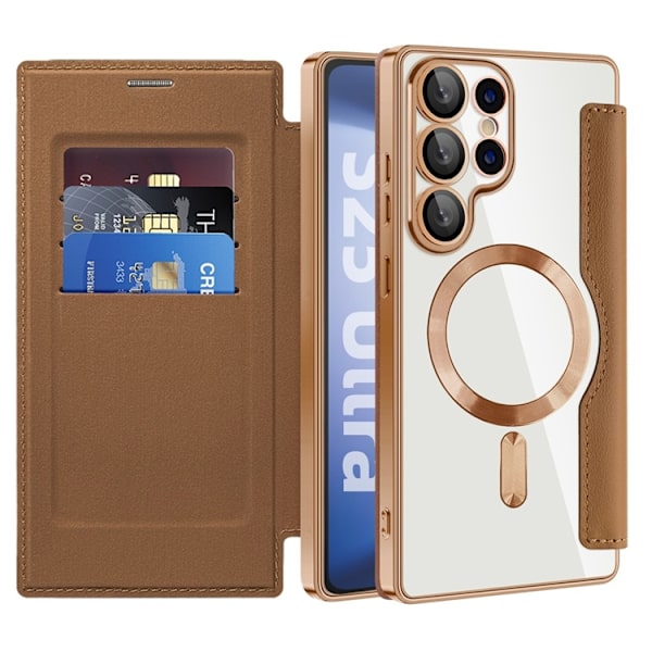 Galaxy S25 Ultra Plånboksfodral MagSafe RFID Blocking - Brun Brun