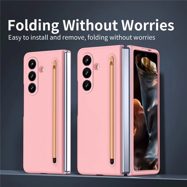 Mobilskal till Galaxy Z Fold 7 5G Med Stylus Hård PC - Rosa Rosa