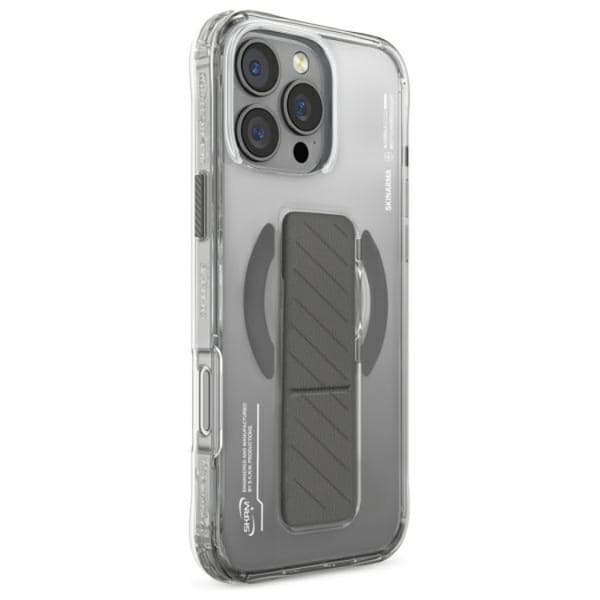 Skinarma Mobilskal till iPhone 16 Pro Max MagSafe Grip Stativ - Titanium Silver