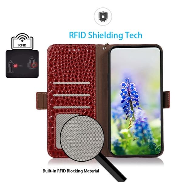 Samsung Galaxy S26 / S26 Pro Plånboksfodral RFID Skydd Äkta Läder - Röd