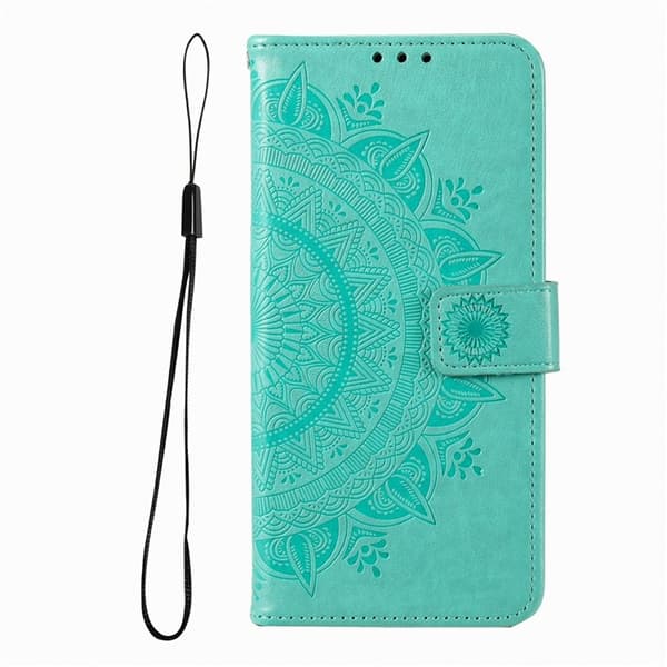 Galaxy S26 Edge Plånboksfodral Imprinted Totem Läder - Mintgrön Grön