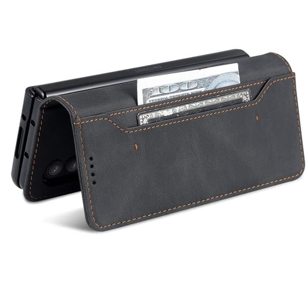 AZNS Samsung Galaxy Z Fold4 5G Plånboksfodral Konstläder - Svart