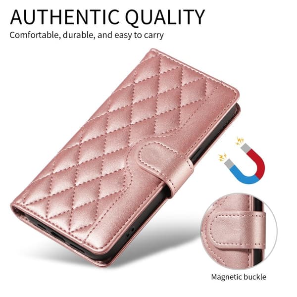 Rhombus Samsung Galaxy S26 Plånboksfodral Konstläder - Roséguld